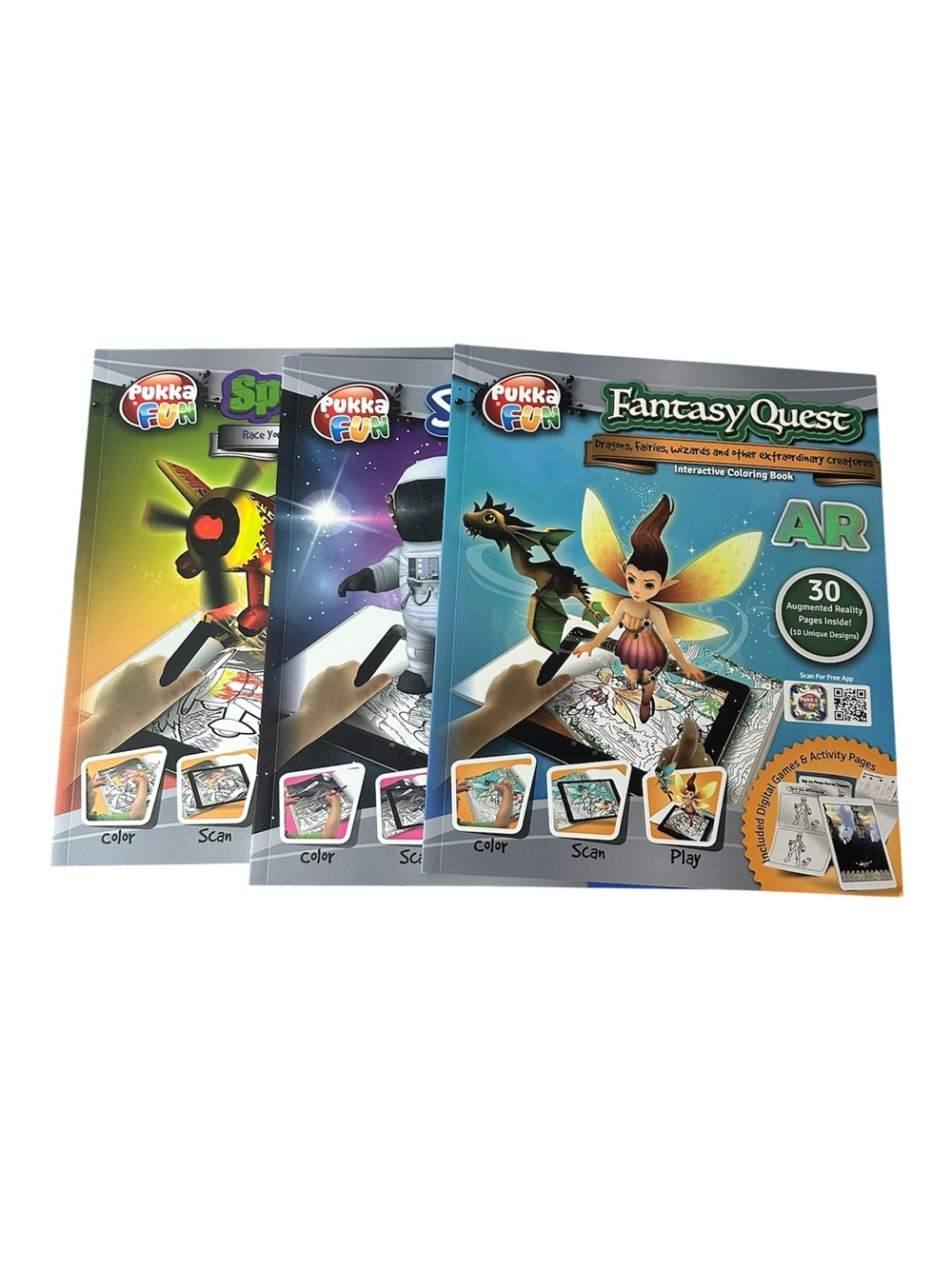 Pukka Fun AR Coloring Books Set Of Three NEW